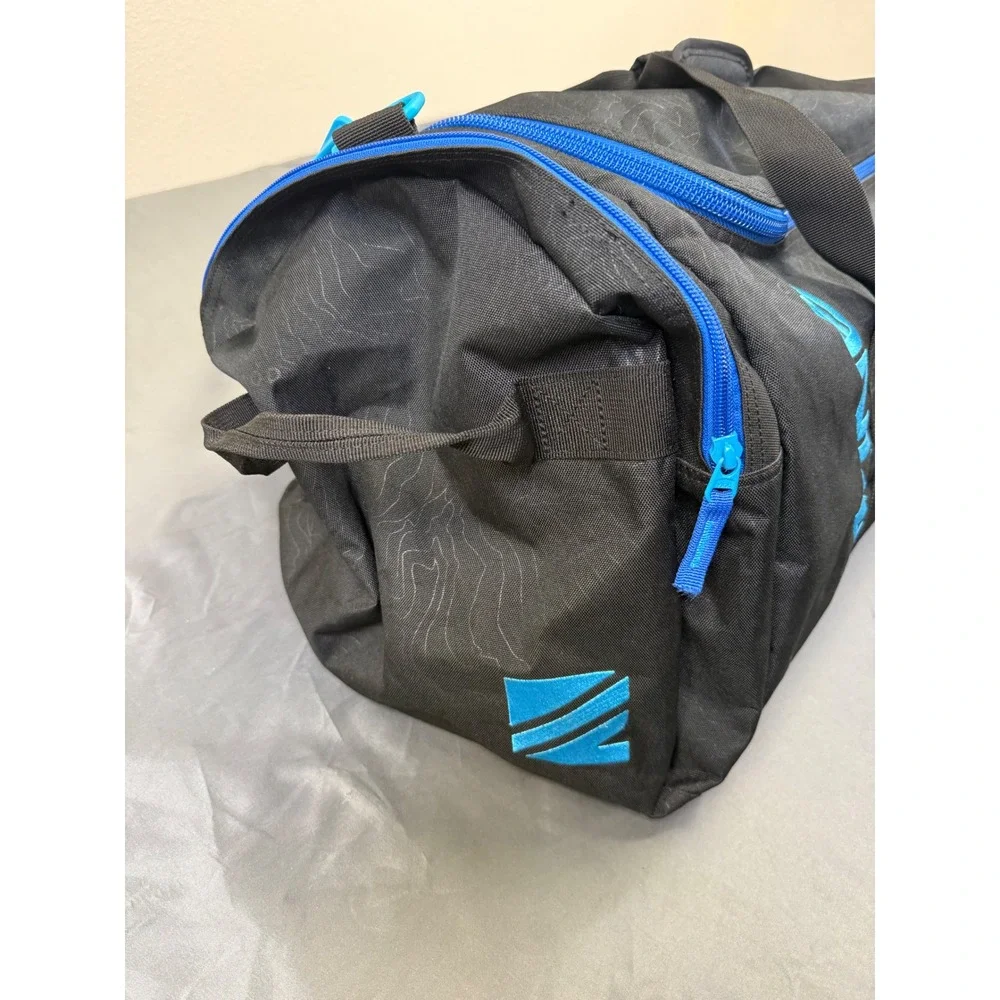 Dakine EQ Bag 74L Duffel Black Blue Mt Hood Topo Map Print Travel Bag 8300485